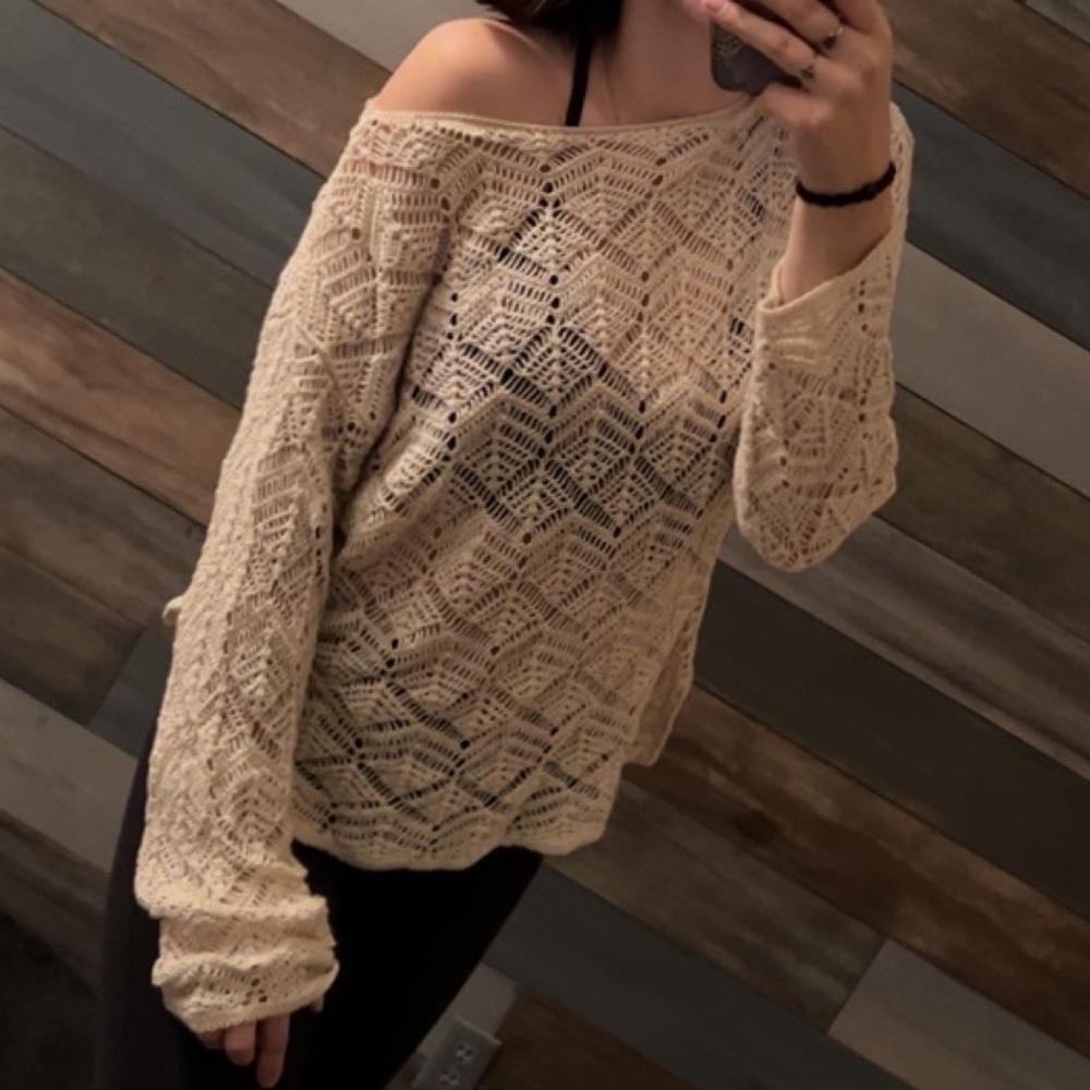 Eight Eight Eight cream sweater with gold sparkles. Size L